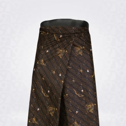 Print Lungi-Black Dark Orange Camel Percian Orange Cotton 